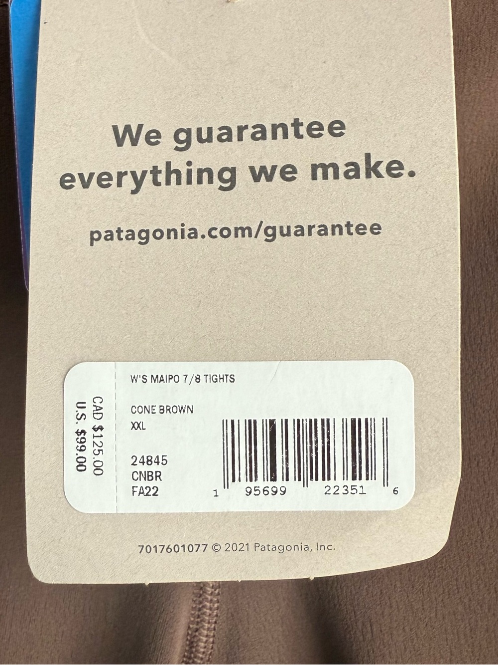 NWT PATAGONIA Cone Brown Maipo 7/8 Tights - Picture 5 of 10